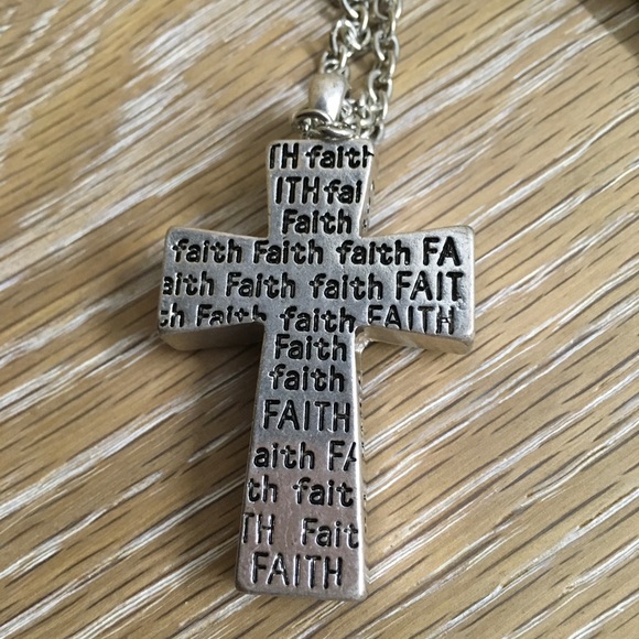 Silver Philosophical Cross Necklace & Drop Earring - Picture 7 of 11